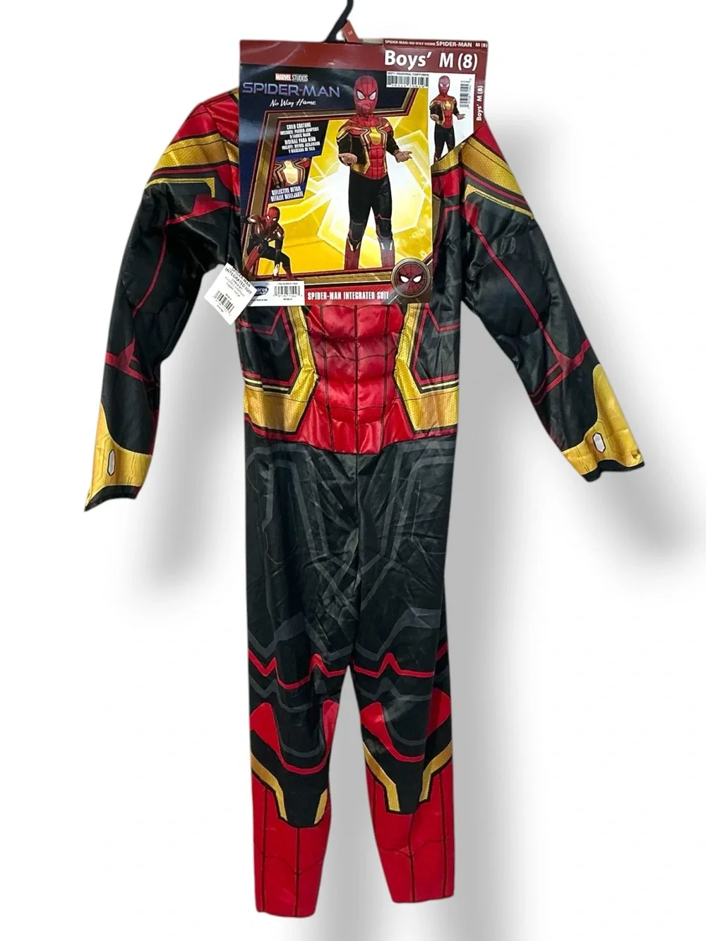 Spiderman Costume Jumpsuit With Fabric Mask NEW Halloween Set Kids Boys Medium 8
